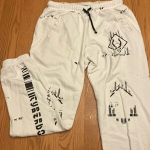CYBERDOG Men's White and Black Graphic Joggers size large
